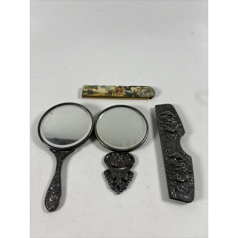 Vintage Desk Vanity Lot Magnifying Glasses Letter Opener Pocket Mirror